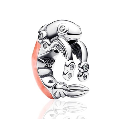 Charms Beads 925 Sterling Silver Animal Heart Flower Friend Dangle Pendant with 5A Cubic fits for Charms Bracelets for Woman Valentine's Day Mother's Day Christmas Graduation Birthday Gift - style: D26-Pink Lobster