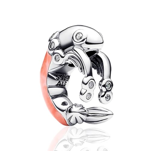 Charms Beads 925 Sterling Silver Animal Heart Flower Friend Dangle Pendant with 5A Cubic fits for Charms Bracelets for Woman Valentine's Day Mother's Day Christmas Graduation Birthday Gift - style: D26-Pink Lobster