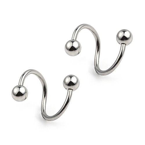 Ruifan 16G Stainless Steel Twist Ear Plug Earring Spiral Helix Stud Lip Ring Body Piercing Jewelry 8mm 10mm - style: 6Pairs - 10mm Mix Color