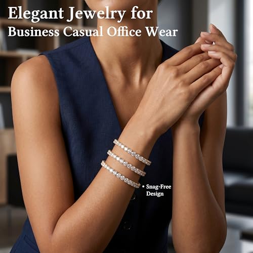 925 Sterling Silver Bracelets for Women Stack, Trendy Tennis Bangle Cuff Jewelry Set 14K Gold Plated, Adjustable Bracelet Set for Wrist Essentials, Women Fashion Watch Band Acecessories - style: Bracelet_3pcs(Gold Tennis Set 4mm)