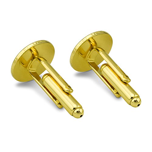 GRAPHICS & MORE Bible with Cross Christian Religious Round Cufflink Set Gold Color