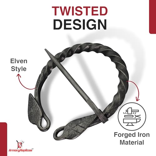 Armory Replicas™ Hand-Forged Viking & Celtic Cloak Pin Brooch – Medieval Fibula for Costumes, Reenactments, Cosplay & Historical Dress Accessories - style: Design 3 (4Pcs)