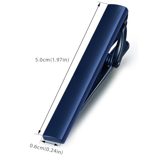 HONEY BEAR 5cm/5.4cm/6cm Mens Tie Clip Bar for Normal Size Steel Business Wedding Gift 1.97"/2.12"/2.36" - style: 5cm Blue