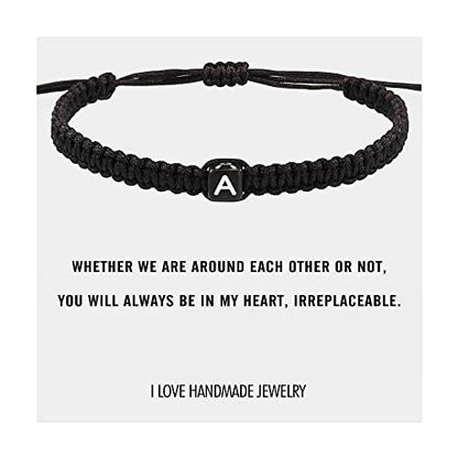 Initial Bracelets for Women Teen Girls Handmade Rope Braided Bracelet for Men Jewelry Birthday Graduation Mother's Day Gifts for Mom Wife Girlfriend Her Friends - style: A Initial