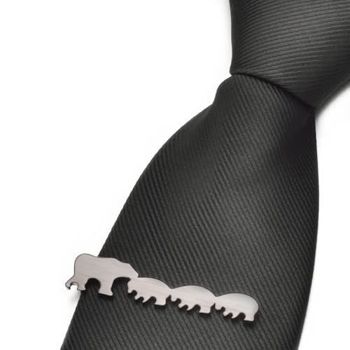 Christmas Tie Clips for Men 14k Gold Plated Silver Tie Pins with Cute Animal Deer/Lion/Dog/Cat Tie Bars Necktie Suit Tie Accessories Jewelry - style: Black Bear Tie Clips