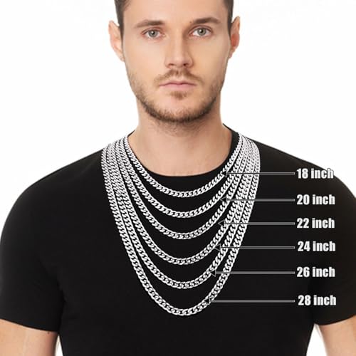 Fiusem Cuban Link Chain for Men | 4/5/6/8mm Miami Cuban Chain Necklace for Men Women, Stainless Steel Necklace 18-28 Inch - size: Length 28 Inch, style: 6mm silver