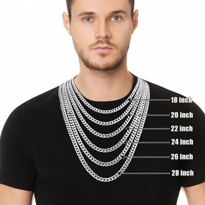 Fiusem Cuban Link Chain for Men | 4/5/6/8mm Miami Cuban Chain Necklace for Men Women, Stainless Steel Necklace 18-28 Inch - size: Length 28 Inch, style: 6mm silver