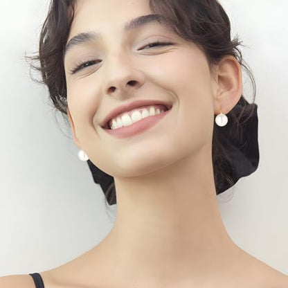 Pearl Earrings for Women Minimalist Pearl Drop Earrings Elegant Leverback Dangle Earrings Wedding jewelry Bridesmaid Gifts - style: oval pearl-10mm(medium)