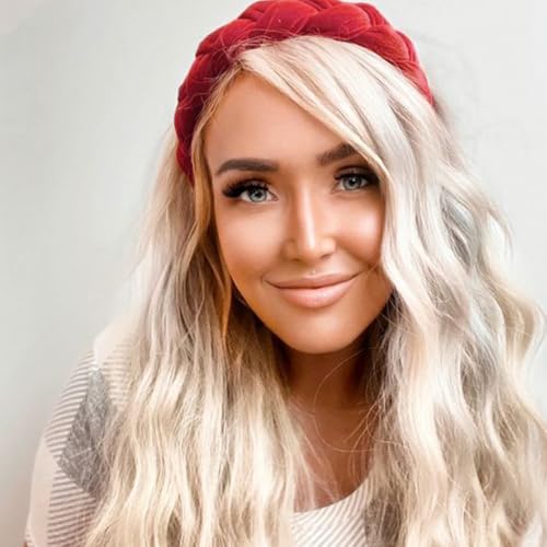 DRESHOW Braided Headbands for Women Velvet Hair Hoop Elastic Criss Cross Hair Bands Accessories - color: 01 Pc Velvet Braided: Red a