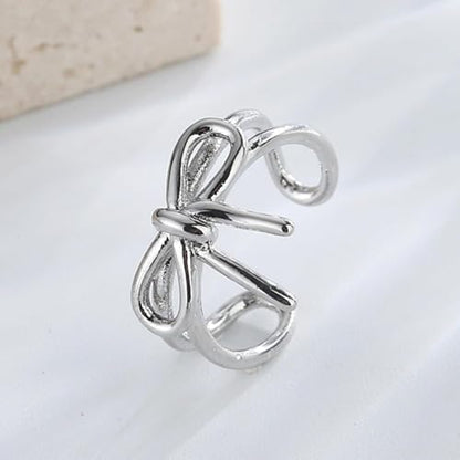 Ear Cuffs for Women Non Piercing Ear Cuff Earrings Non Pierced Cartilage Earrings Adults Christmas Stocking Stuffers Trendy Gifts 2025 - color: E2:2pcs Silver Bow