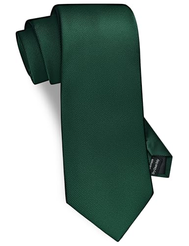 GUSLESON Classic New 3.15"（8cm） Men's Solid Color Necktie Wedding Business Tie + Gift Box - color: Dark Green