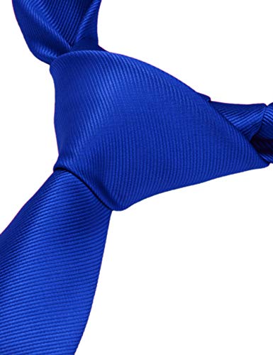 GUSLESON 3.15"（8cm） Solid Color Necktie and Pocket Square Cufflinks Sets For Men + Gift Box - color: Blue