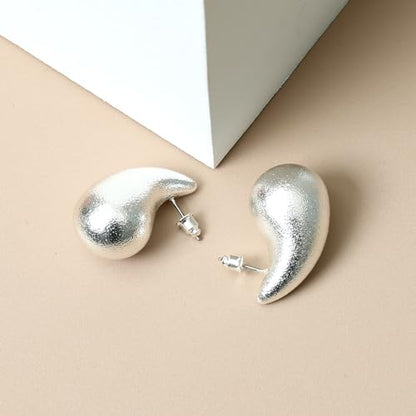 Small Chunky Gold Hoop Earrings For Women, 14k Gold Thick statement huggie hoop earrings Trendy Hoop Earrings Set Hypoallergenic Fashion Earrings - color: Frosted Resin Drop -Silver