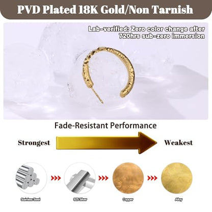 Gold Hoop Earrings for Women Summer Earrings Stainless Steel Hypoallergenic Earrings for Sensitive Ears Non Tarnish Hoops 4mm Hollow Tube Lightweight Earring Gifts for Women - style: 30mm Gold