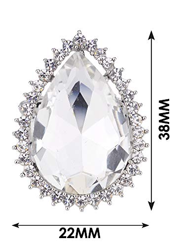 NYFASHION101 Radiant Teardrop Stone Adjustable Cocktail Statement Ring - color: Clear Encircled Teardrop, Silver-Tone
