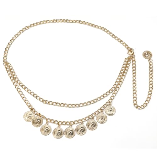 Waist Chain for Women - Silver Body Chain Crystal Body Jewelry, Stylish Adjustable Belt for Summer Beach Bikini Rave Festival Outfit Accessories - color: Gold-2