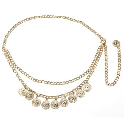 Waist Chain for Women - Silver Body Chain Crystal Body Jewelry, Stylish Adjustable Belt for Summer Beach Bikini Rave Festival Outfit Accessories - color: Gold-2