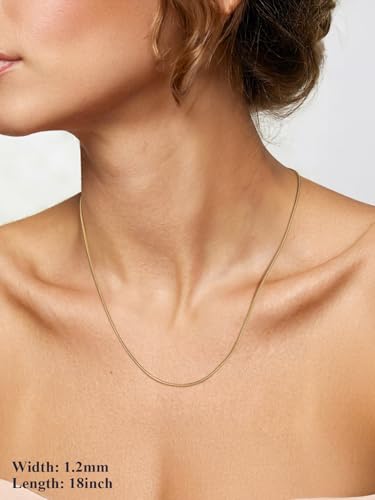 U7 Snake Necklace for Women 14K Gold Plated/Silver/Rose Gold/Black Chain Necklace Hypoallergenic, Stainless Steel Tiny Snake Chain Necklace 1/1.2/1.5/2MM, 14-30" Adjustable Minimalist Gift - color: g.Gold-1.2mm