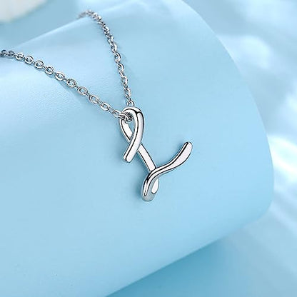 EUDORA Sterling Silver Initial Necklaces for Women, Classic 26 Letter Neckless Gifts for Girls, Sister, Mother Daughter, 18 inch Chain - style: L
