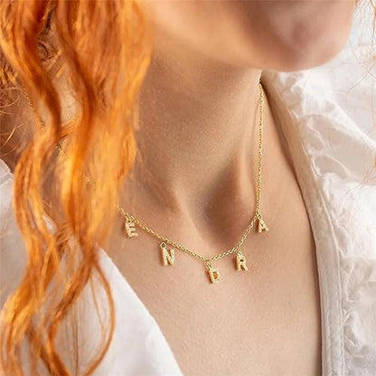 TRANGEL ProJewelry Gift for Christmas, Personalized Initial Necklaces for Women,Custom Name Necklace with Shiny Zircon,Dainty A-Z Pendant Letter Charm Necklace,Trendy Gold Jewelry Gift