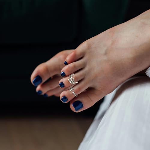 46 Pcs Toe Rings for Women Adjustable Vintage Bohemian Toe Ring Set Open Snake Flower Band Knuckle Tail Ring Silver Gold Plated Summer Beach Foot Jewelry