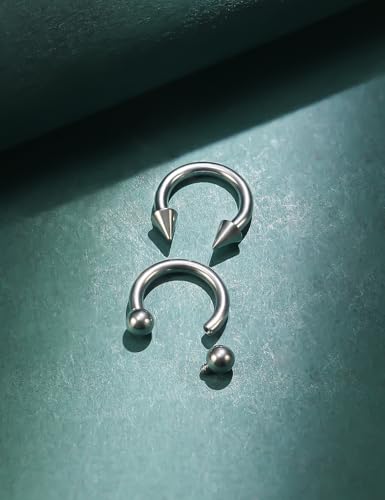 F136 Titanium 20/18/16/14/12/8/4/2g Septum Nose Rings Gauge Earrings Lip Rings Prince Albert Jewelry Internally Threaded Horseshoe Hoop Piercings - size: 12g*10mm
