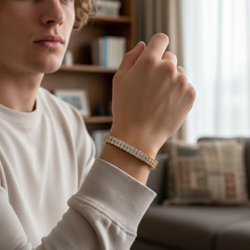 2 Rows Tennis Bracelets for Women Men - 18K Yellow Gold Plated 3mm Round Cut Cubic Zirconia Classic Tennis Bracelet, Size 6.5-8.5 Inch - color: Gold - 2 Rows, size: 7.5 inch