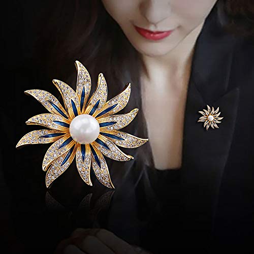 Brooch Pins for Women Girls Fashion Flower Crystal Rhinestone Pearl Jewelry - color: Color 7