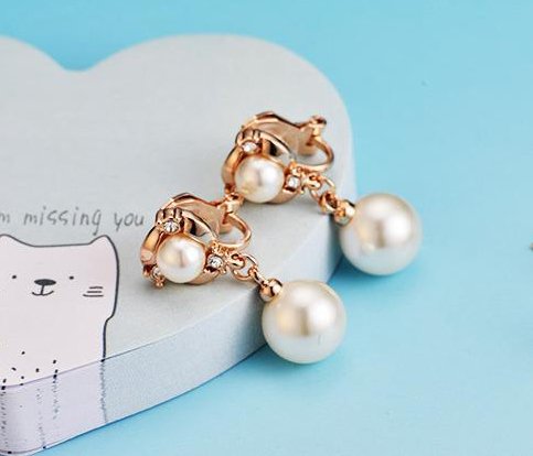 Clip On Earring For Women Pearl Non Pierced Clip Earrings - color: clip-on rose gold