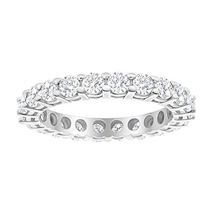 1-10 Carat 14K White Gold LAB GROWN Diamond Eternity Wedding Anniversary Stackable Ring Band for Women Ultra Premium Collection (E-F Color VS2-SI1 Clarity) | 14K White Gold Round Cut Anniversary Stackable Eternity Ring for Women in Solid Gold E-F Color, V