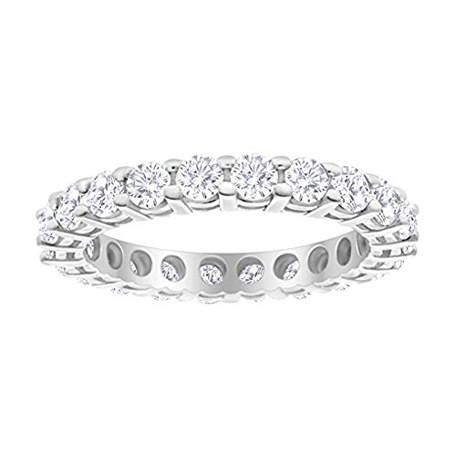 1-10 Carat 14K White Gold LAB GROWN Diamond Eternity Wedding Anniversary Stackable Ring Band for Women Ultra Premium Collection (E-F Color VS2-SI1 Clarity) | 14K White Gold Round Cut Anniversary Stackable Eternity Ring for Women in Solid Gold E-F Color, V