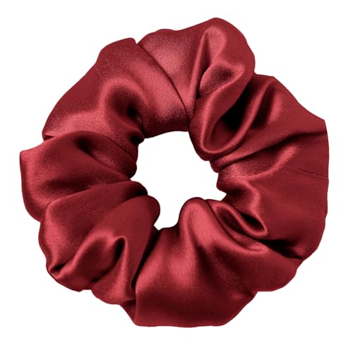 LILYSILK Silk Hair Scrunchies/Ties for Frizz & Breakage Prevention, 100% Mulberry, No Damage, Elastic ponytail Holders, 1Pc, Claret - color: Claret