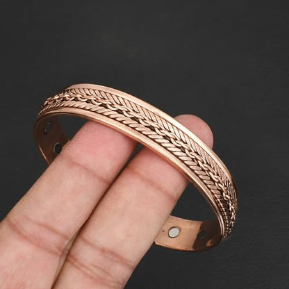 Pure Copper Cuff Bangle Bracelet 100% Solid, Raw & Uncoated Handmade Bracelets Jewelry Cuff Gift Bangle for Women & Men - color: Copper Cb-109