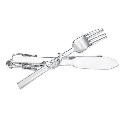 Yoursfs Unique Fork and Knief Tie Clip for Men Gold Silver 316L Stainless Steel Tie Bar Pin Novelty Men's Jewelry - style: Silver Fork and Knife Tie Clips