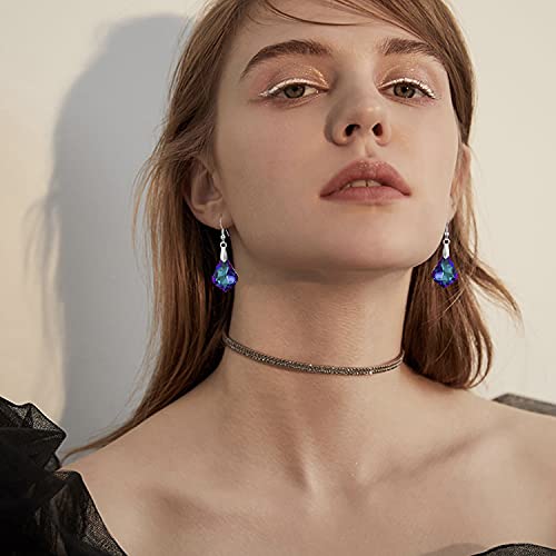 Unique Sparkly Multi-color Crystal Teardrop Dangle Drop Earrings Rainbow Crystal Geometry Earrings for Women Statement Chic Charm Jewelry Gifts - color: Blue