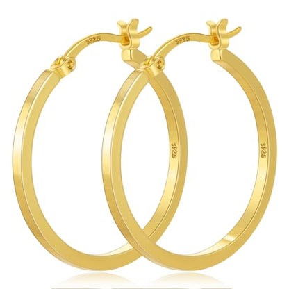 925 Sterling Silver Hoop Earrings Silver Hoops Earring Large Hoop Earrings | Jewelry for Her Gift Large Silver Hoop Earrings Hypoallergenic Thin Hoop Earring for Women Sensitive Ears 20/30/40/50/60/70mm - color: 30mm Gold