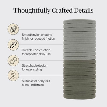 Kitsch Elastic Hair Ties No Damage | Stretchy Hair Bands- Eucalyptus, 20pcs | Strong All-Day Hold Hair, Rubber Bands For Hair, Ponytail Holders | Hair Accessories for Everyday Use - color: Eucalyptus (Pack of 20)