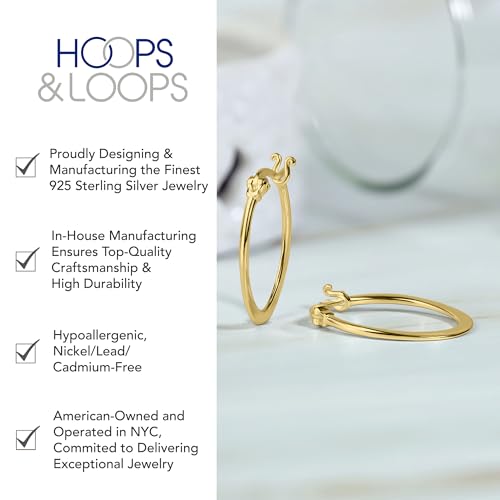 Hoops & Loops 925 Sterling Silver 23mm Oval Flat Click-top High Polished Lightweight Hoop Earrings for Women, Silver, Yellow Gold & Rose Gold - color: Yellow Gold