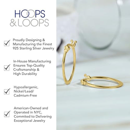 Hoops & Loops 925 Sterling Silver 23mm Oval Flat Click-top High Polished Lightweight Hoop Earrings for Women, Silver, Yellow Gold & Rose Gold - color: Yellow Gold