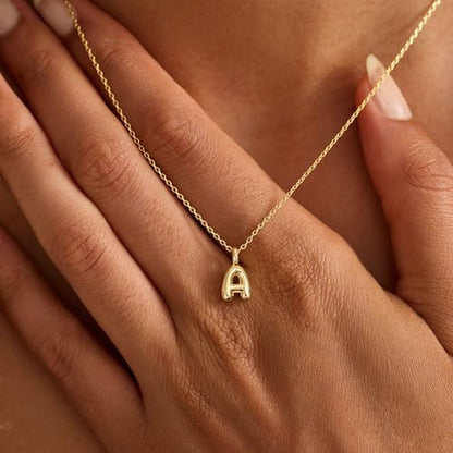 Initial Necklaces For Women, Dainty Gold Bubble Initial Necklace 14K Gold Plated Letter For Women Trendy Cute Name Custom Necklace Non Tarnish Personalized Necklaces Waterproof Jewelry Preppy Stuff - color: gold-K