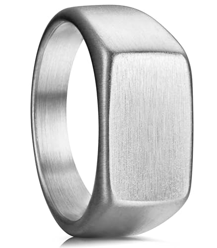 King Ring 10mm Seal Rings – Sand Surface Stainless Steel Bands for Men – Designed in USA - color: Silver