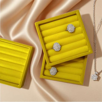 SCIKHETF Velvet Ring Earrings Studs organizer Tray Small Ring Insert Display Tray 5 Slots Stackable (Yellow) - color: Yellow