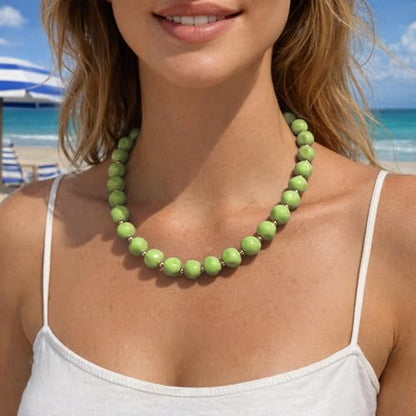 HESSAWEEL Colorful Chunky Beaded Necklace for Women Beach Jewelry | Summer Statement Choker, Adjustable Lobster Necklace, Handmade Boho Acrylic Jewelry - color: G