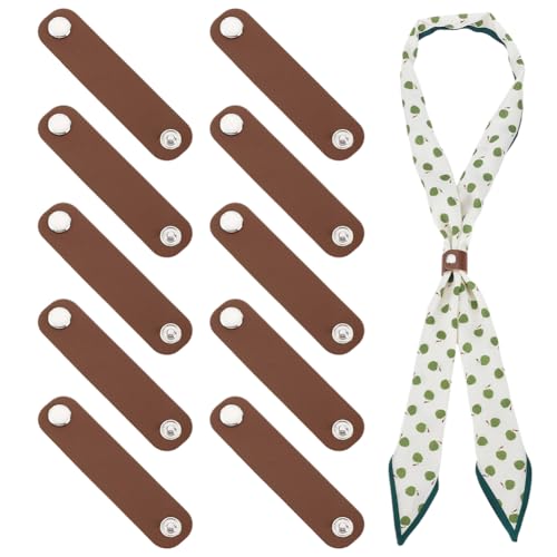 PH Pandahall Leather Scarf Clasp Clips, Sienna, 10Pcs Bandana Scarf Ring | Western, Ring and Slides, Neckerchief Slide Bandanas Clip, For Women Weddings Parties Luggage Tags Label Clothing