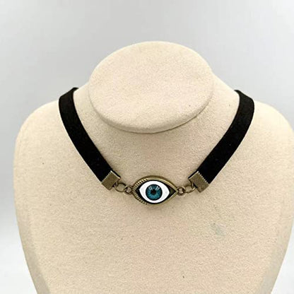 Gothic Black Velvet Goth Choker Necklace for Women,Cameo Black Choker Crow Skull Pendant Necklace Vintage Collar Skull Necklace Gothic Jewelry - style: Evil Eye