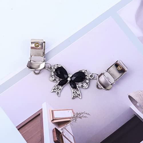 Vintage Sweater Shawl Clips Buckle: 2pcs Retro Bows Cardigan Collar Dresses Clips Antique Shirt Brooch Clasps for Girl Women