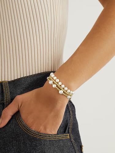Badu Gold Beaded Bracelets for Women Boho Crystal Multiple Layered Stackable Wrap Bangle Set Paperclip Chain Trendy Jewelry - color: Style-3