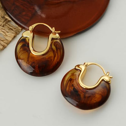 14K Gold Plated Chunky Hoop Earrings for Women Vintage Leopard Print Hoops Large Round Hoop Earrings Jewelry - style: Hoop C