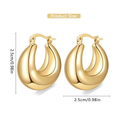Women Hoop Earrings Lightweight 18K Gold Plated Chunky Hoops Earring Daily Jewelry - style: Hoops 1