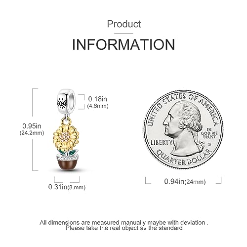 MULA 925 Sterling Silver Charms for Bracelets and Necklace Family Pendants | Airplane Travel Dangle Beads Family Tree Jewelry Charms for Women - color: Flowerpot